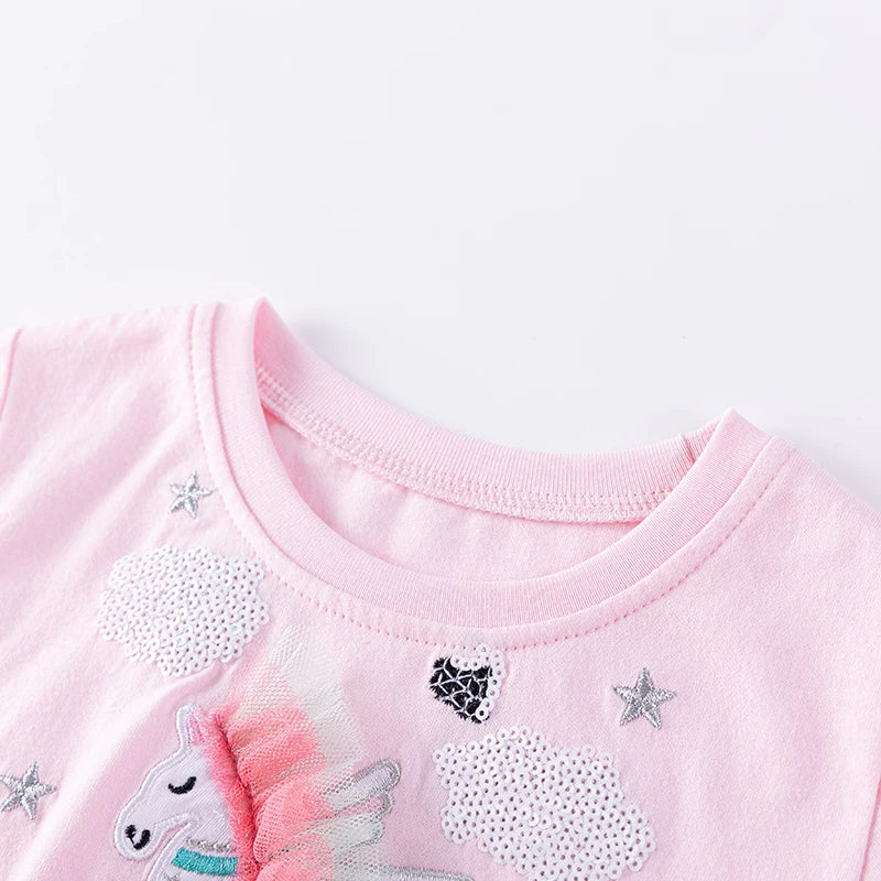 Girls Embroidered Cartoon Design Summer Dresses childrensterritory