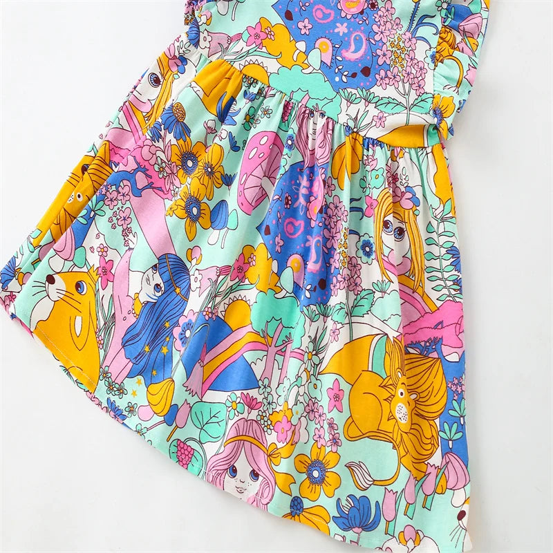 Kids Girls Cartoon Design Summer Party Dresses childrensterritory