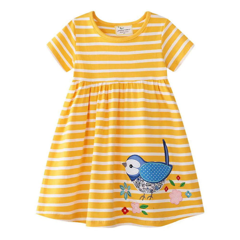 Cute Dinosaurs Unicorns Print Kids Girls Summer Dresses childrensterritory
