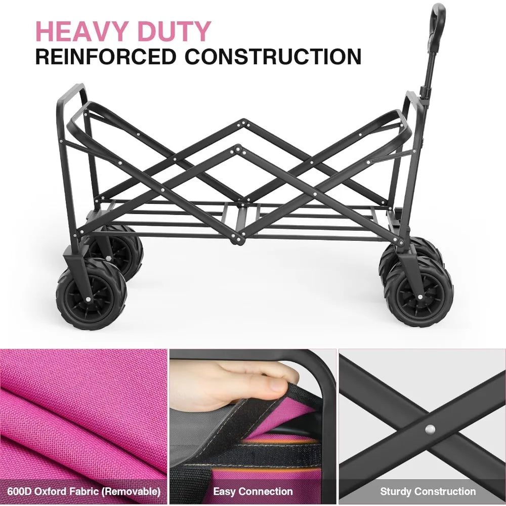 Collapsible Beach Wagon Cart for Sand Camping with Large Wheels childrensterritory