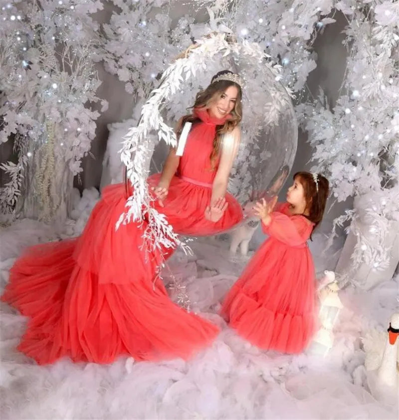 Mother Daughter Matching Puffy Princess Party Gowns childrensterritory