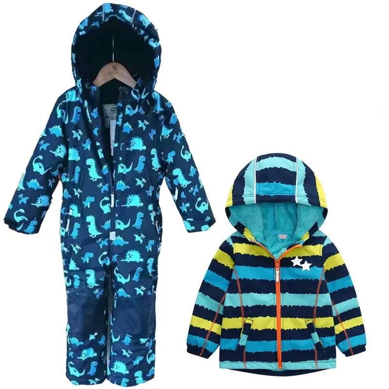 Kids Windproof Thermal Once-Piece Snow Suit Warm Jumpsuit childrensterritory