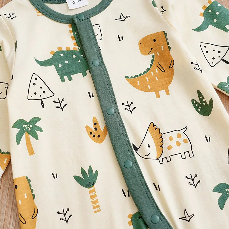 One Piece Dinosaur Print Cotton Baby Romper