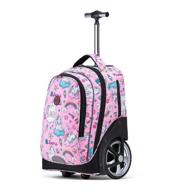 Kids Cartoon Print 19-Inch School Trolley Backpack Travel Bag childrensterritory