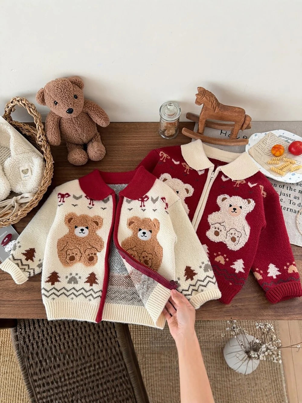 Kids Knit Printed Zipper Cardigan/Outerwear