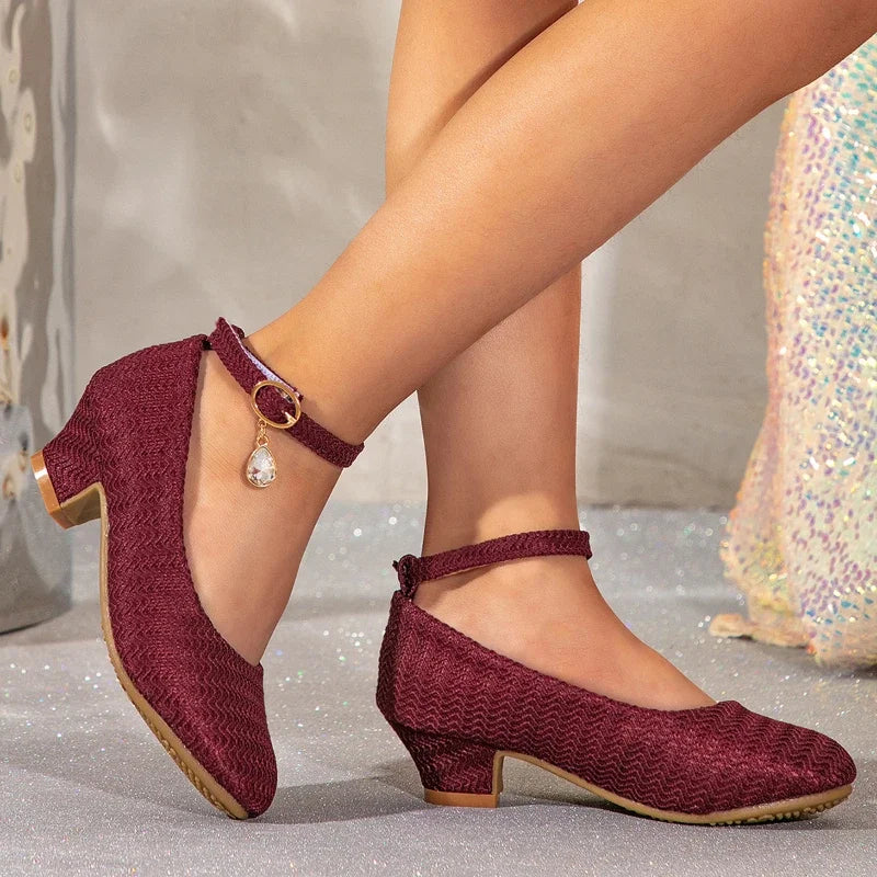 Elegant Ankle-strap Girls High Heels for Wedding Party childrensterritory