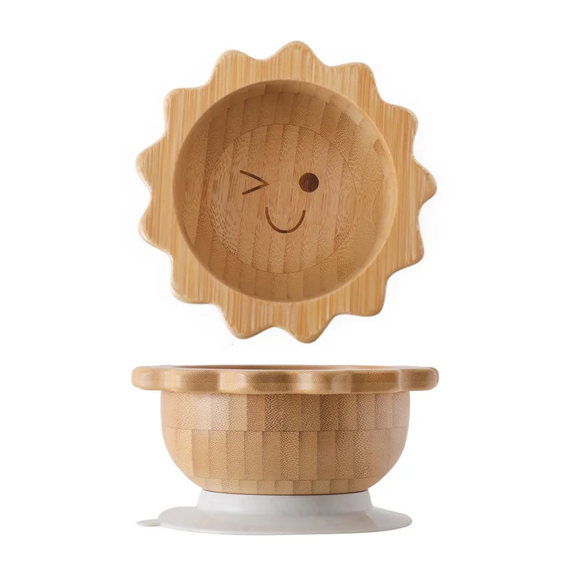 Baby Wooden Tableware Set with Silicone Suction Handle childrensterritory