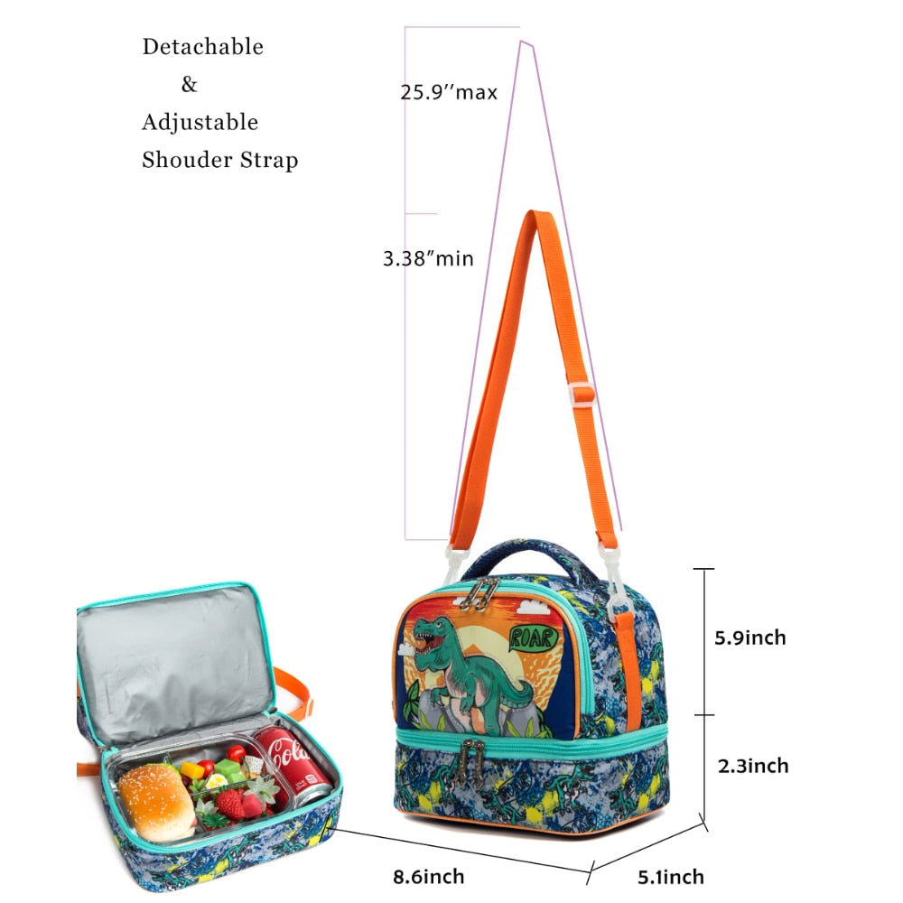 Waterproof Kids Dinosaur Unicorn Insulated Lunch Bag childrensterritory