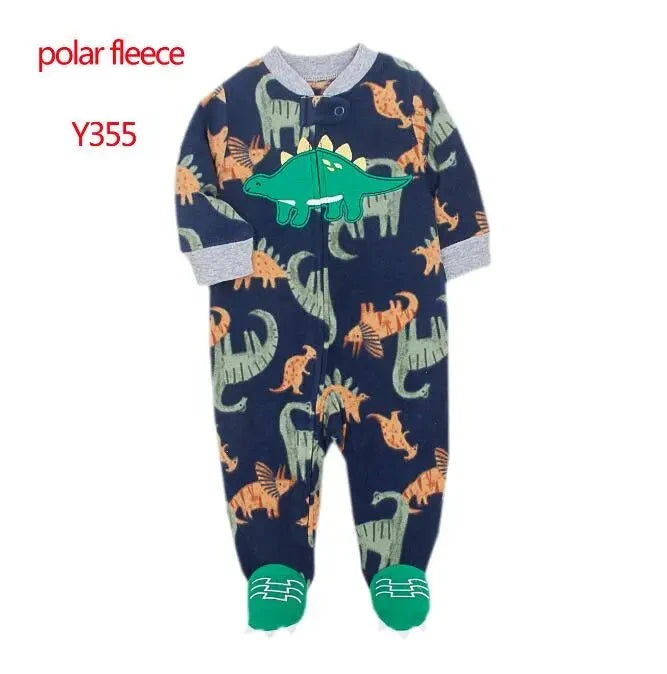 Newborn Baby Zipper Up Overalls Fleece Romper for Winter childrensterritory