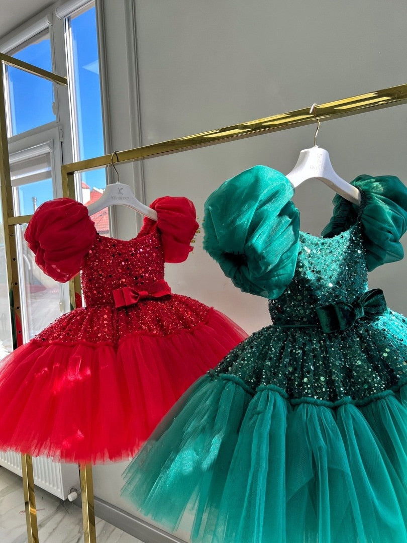 White Glitter Layered Tulle Girls Birthday Party Dress childrensterritory