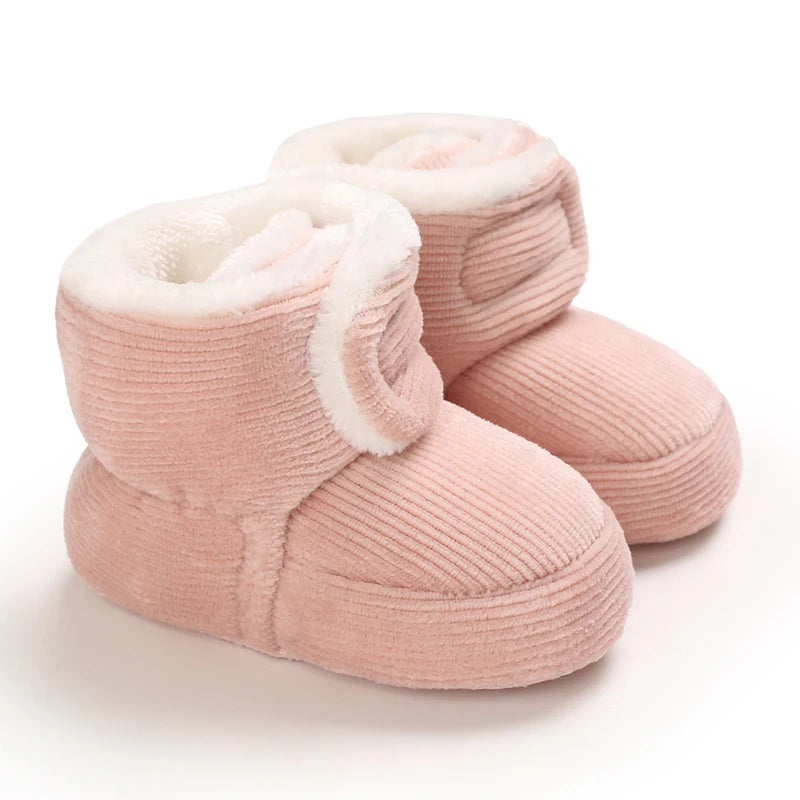 First Walker Girls Pink Warm Cute Fur Velvet Snow Boots childrensterritory