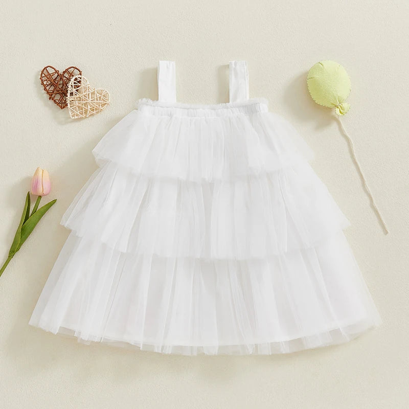3D Plush Heart Design Layered Tulle Dress for Girls childrensterritory