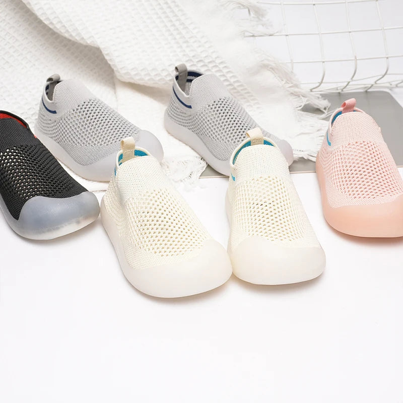 Kids Simple Mesh Knitting Breathable Outdoor Slip-on Sneakers childrensterritory