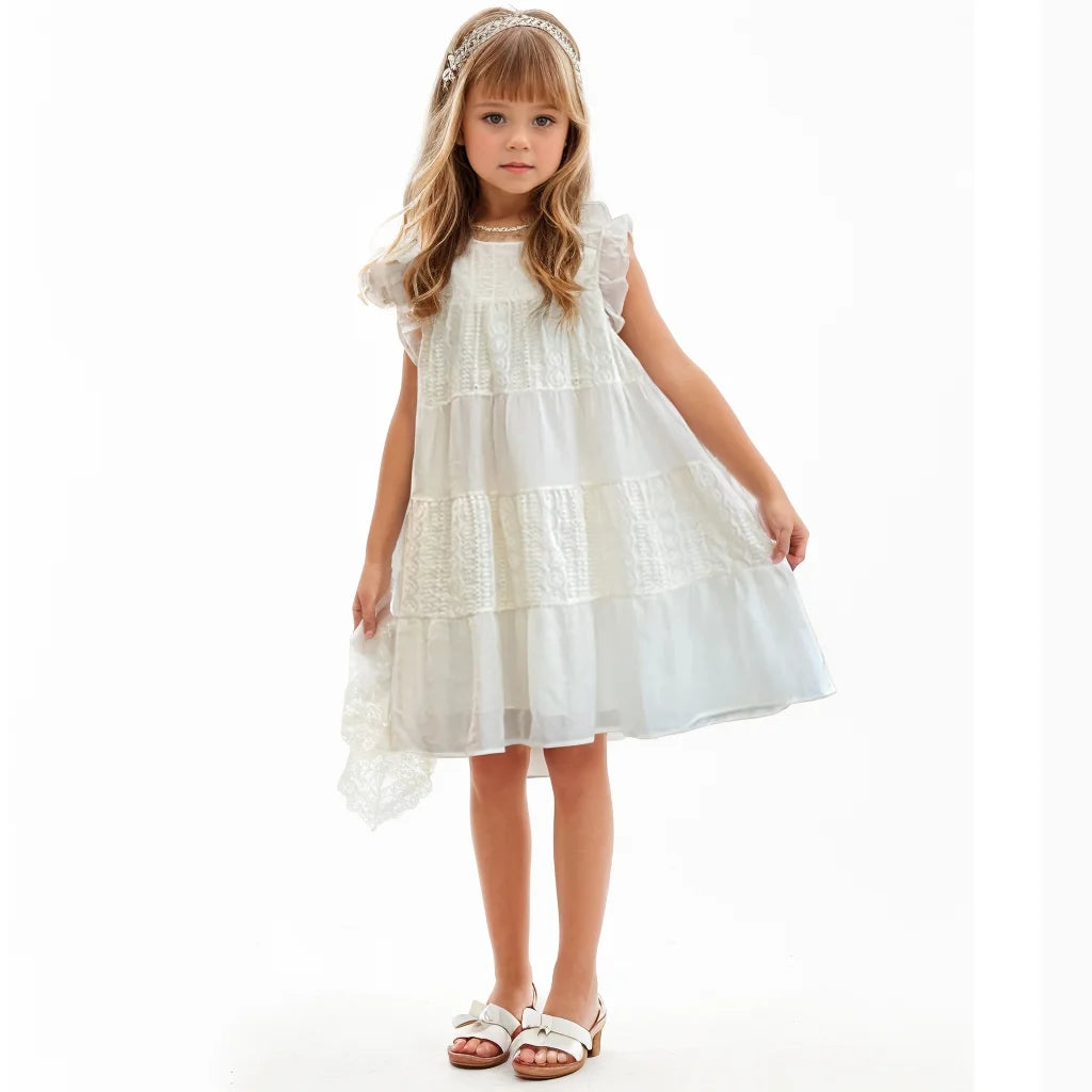 Young Girls Floral Embroidery Summer Party Dress childrensterritory