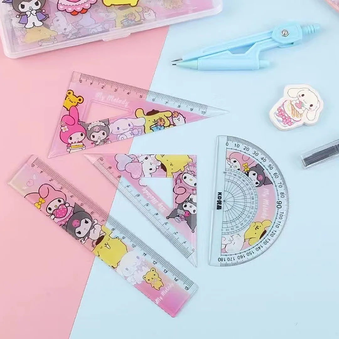 4 Piece Cartoon Sanrio Design Student Ruler Stationery Set childrensterritory