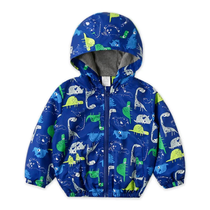 Kids Warm Cartoon Print Hooded Windproof Jackets childrensterritory