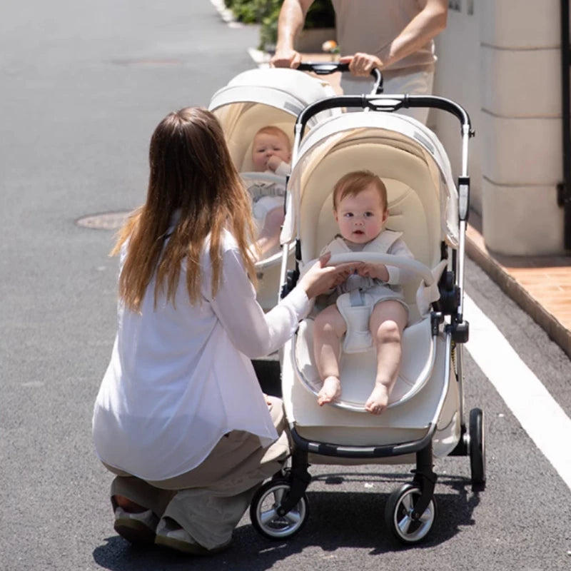 Luxury High-View Detachable Twin Baby Stroller childrensterritory