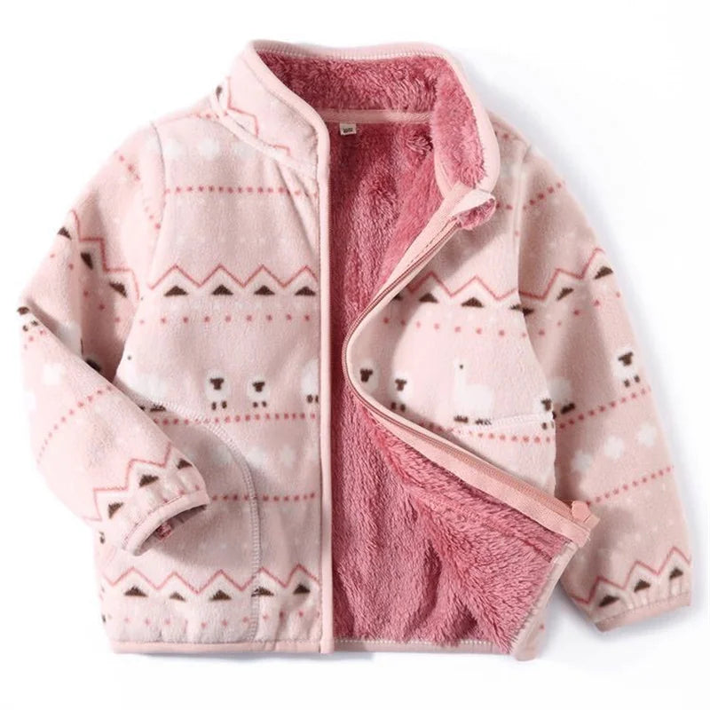 Little Girls Printed Winter Fleece Jackets childrensterritory