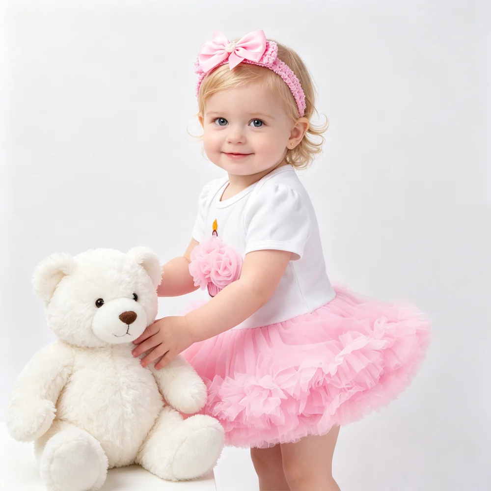 Newborn Girls White Bodysuit with Pettiskirt Tutu Outfits