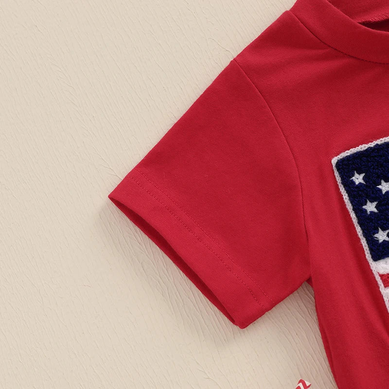 National Flag Letter Print Baby Boy Summer Outfits