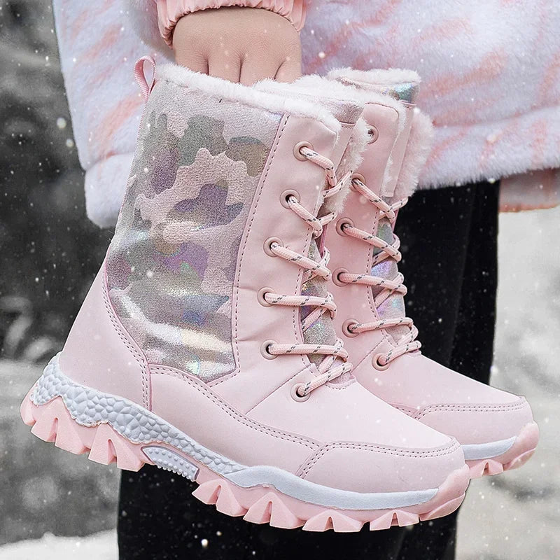 Long Plush Thickened High-Top Snow Boots for Kids childrensterritory