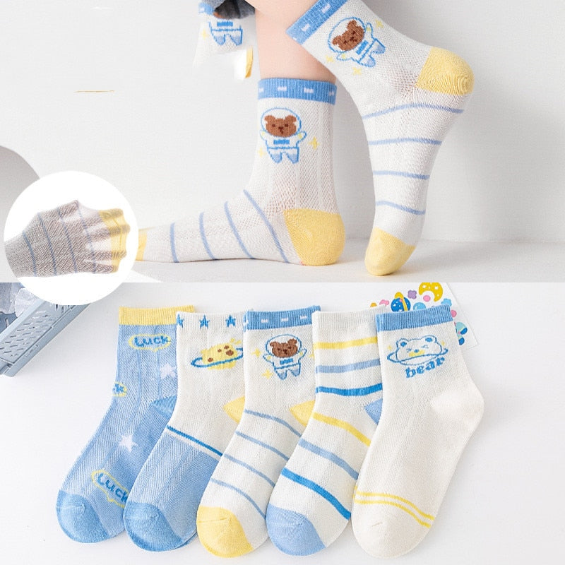 Baby/Kids 5 Pairs/Lot Breathable Casual Mesh Socks for Boy Girl childrensterritory