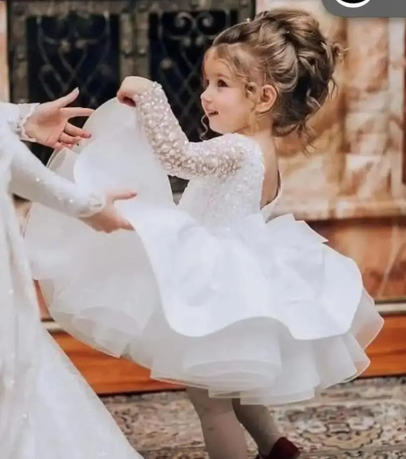 Little Girls Vintage Tulle Long Sleeve Princess Party Dresses childrensterritory