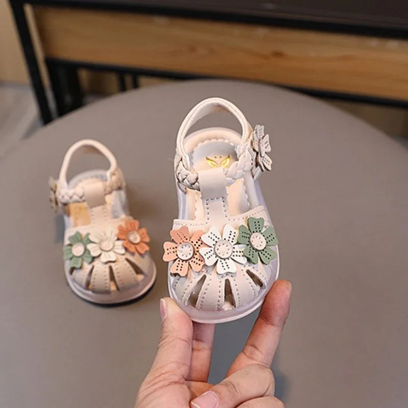 Toddler Girls Lightweight Flower Bow LED Sandals