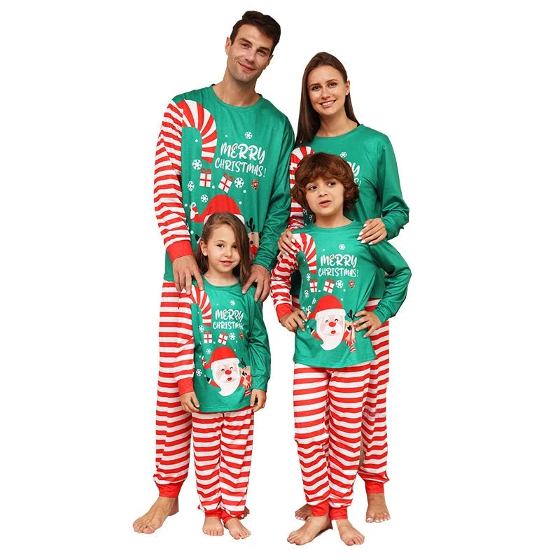 Same Look Striped Design Family Matching Xmas Sleepwear Sets childrensterritory