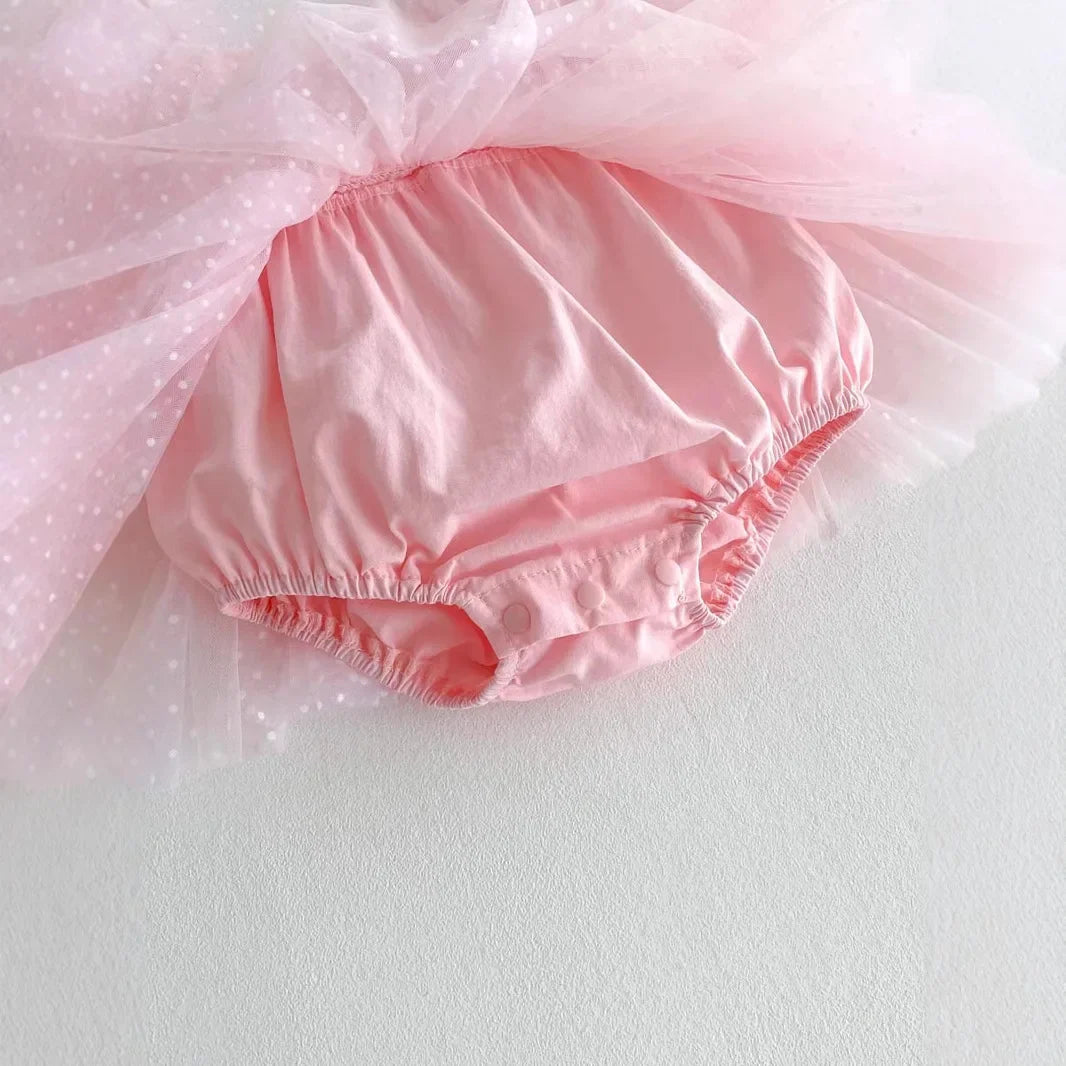 Baby Girl Dots Print Princess Tulle Romper Dresses for Summer