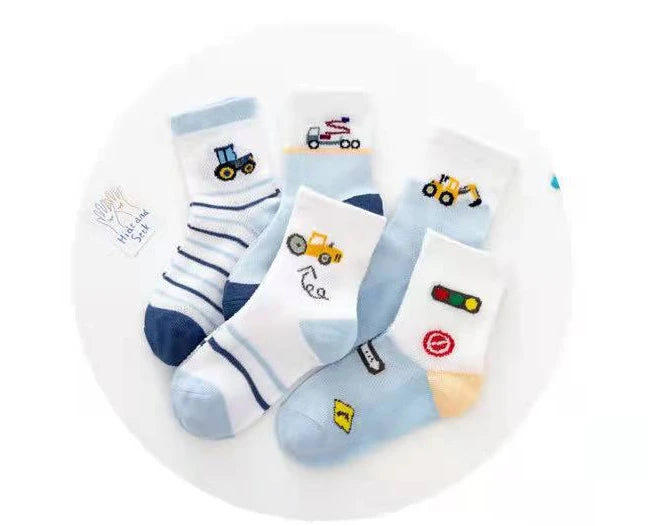 Baby/Kids Thin Mesh 5 Pairs Soft Breathable Cotton Socks