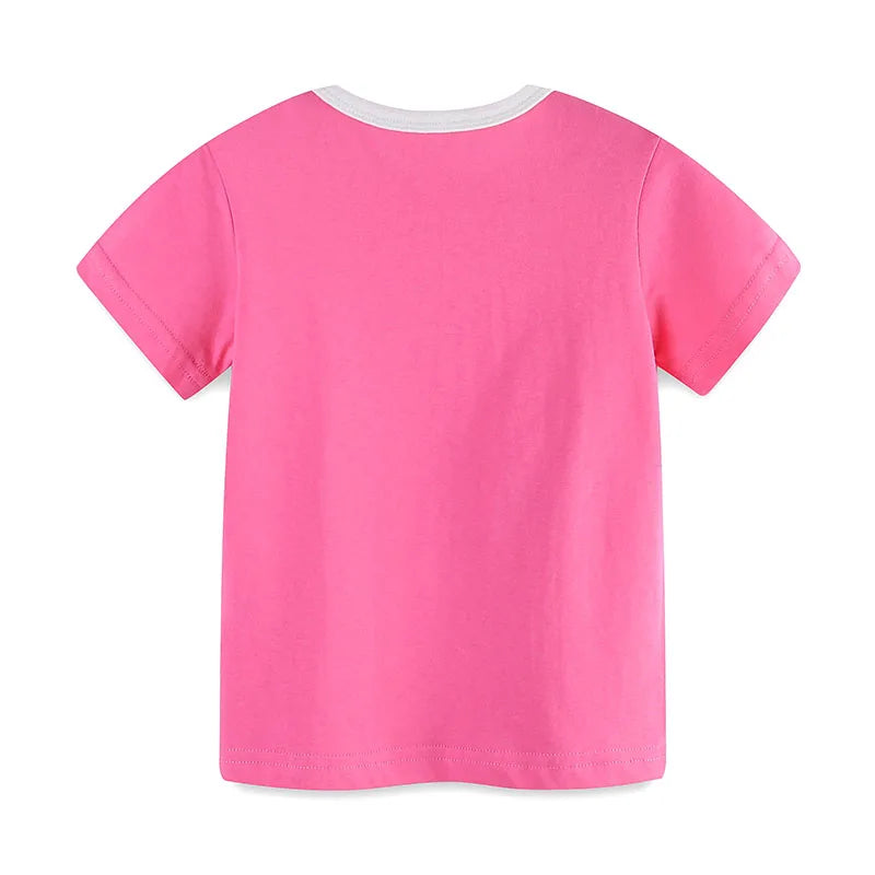 Little Girls Cartoon Hearts Rainbow Design Cotton T-shirt childrensterritory