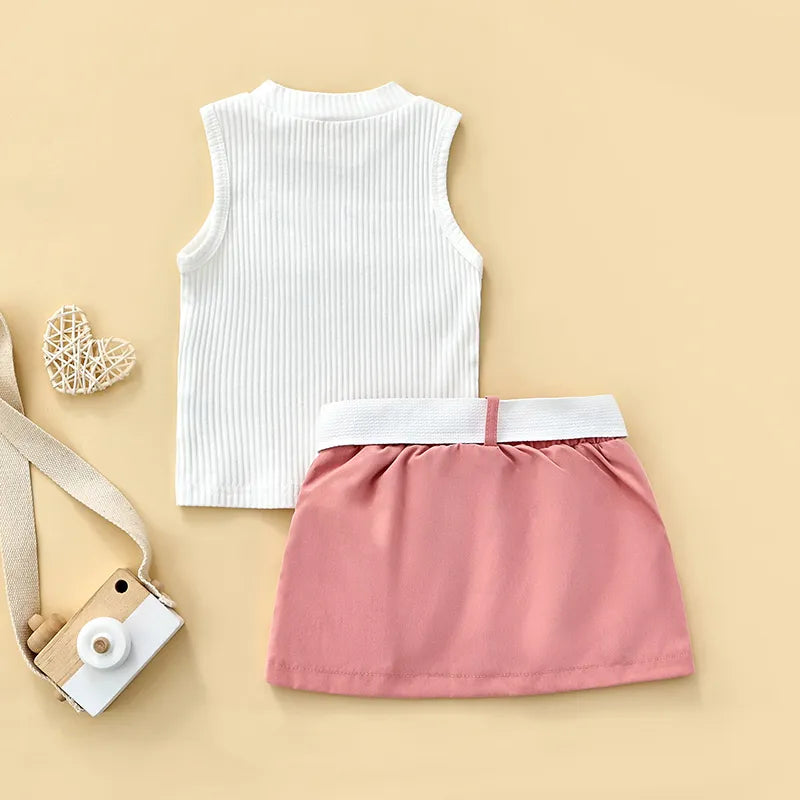 Kids Girls 3Pcs Summer Clothes Sets with Belt Bag childrensterritory
