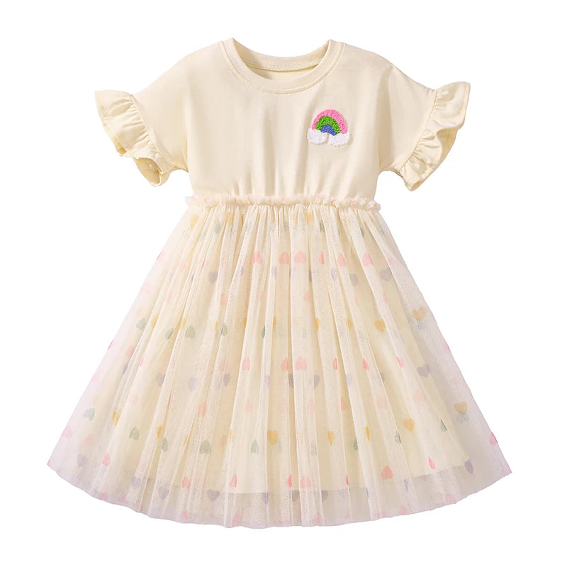 Cartoon Embroidered Little Girls Summer Cotton Dresses childrensterritory