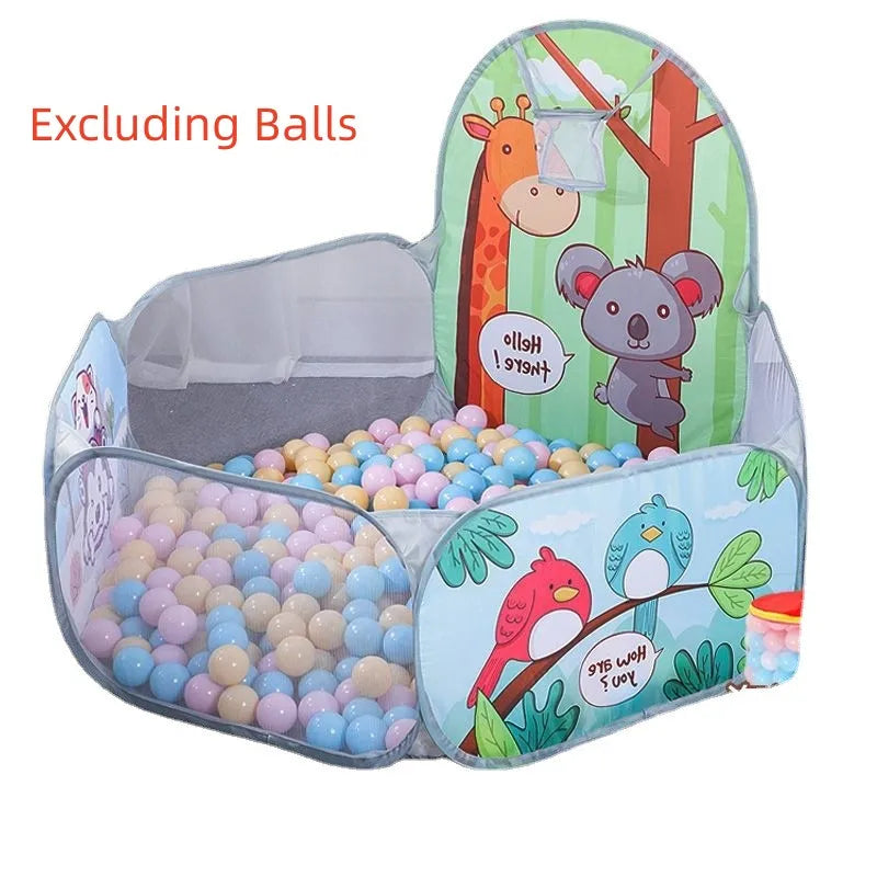 120cm Portable Baby Ball Pool with Basketball Hoop Playpen