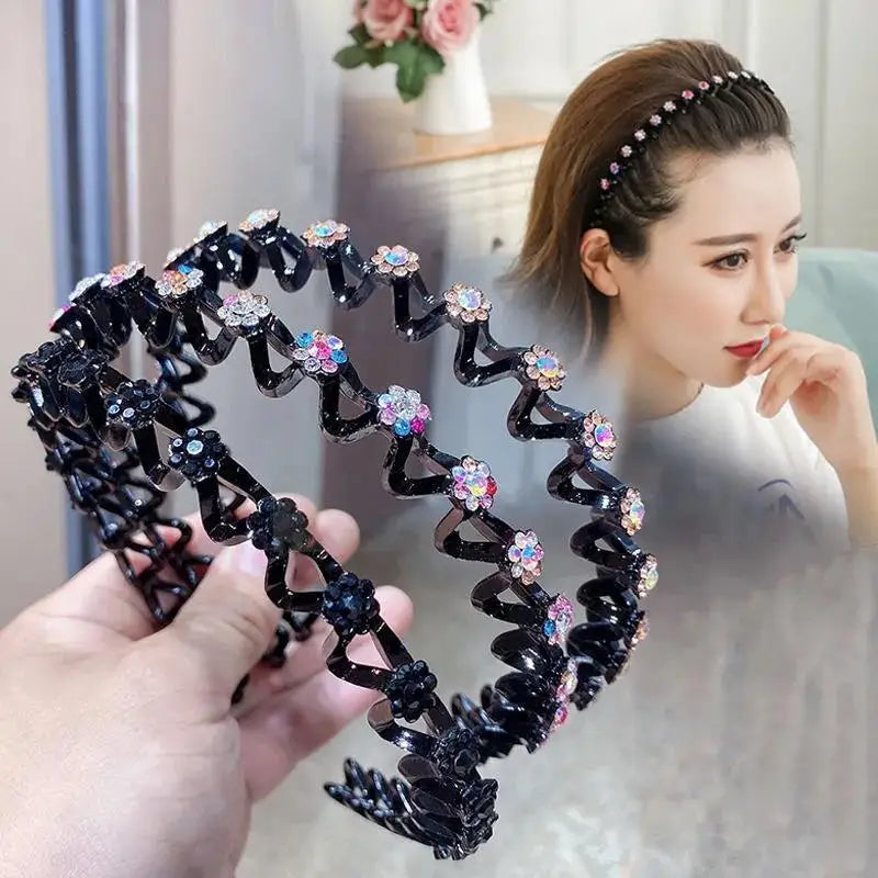 Pearl & Rhinestone Decorated Non-Slip Hairbands for Girls