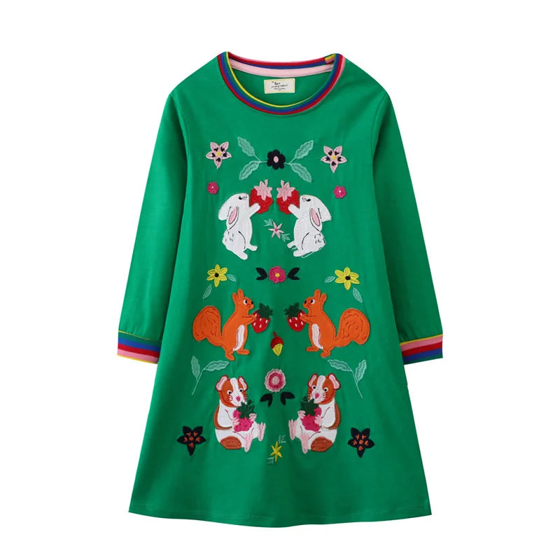 Kids Girls Pockets Pen Embroidery Preppy Style Dress childrensterritory