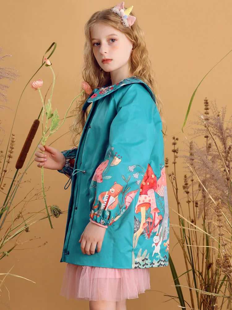 Floral Print Zip Closure Girls&