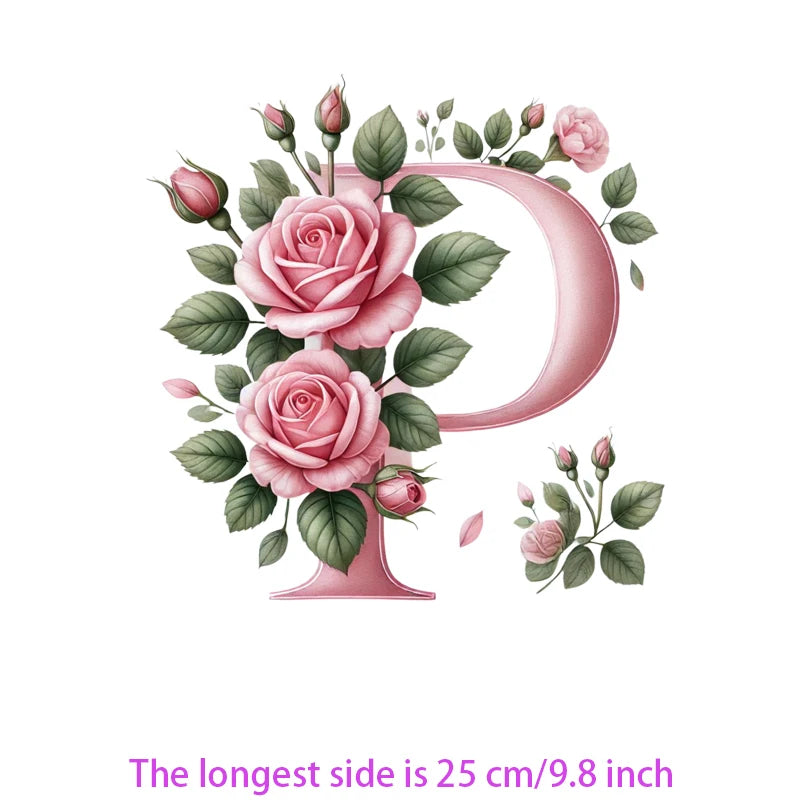 Flower Letter Ironing Transfers Decals For Clothing Diy Appliques