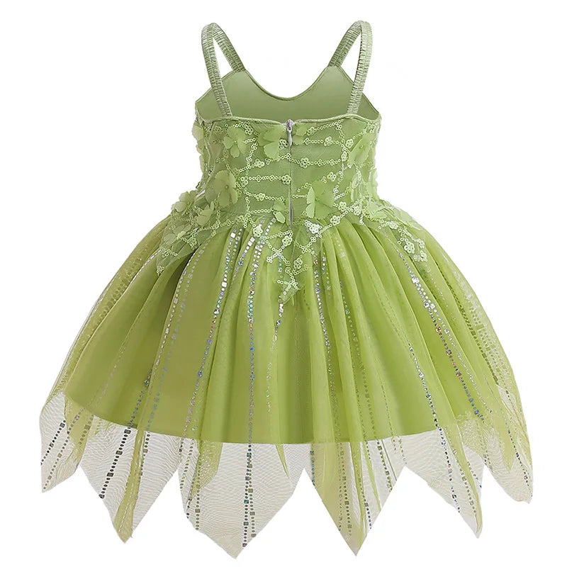 Sleeveless Butterfly Design Princess Puffy Dress For Girls childrensterritory