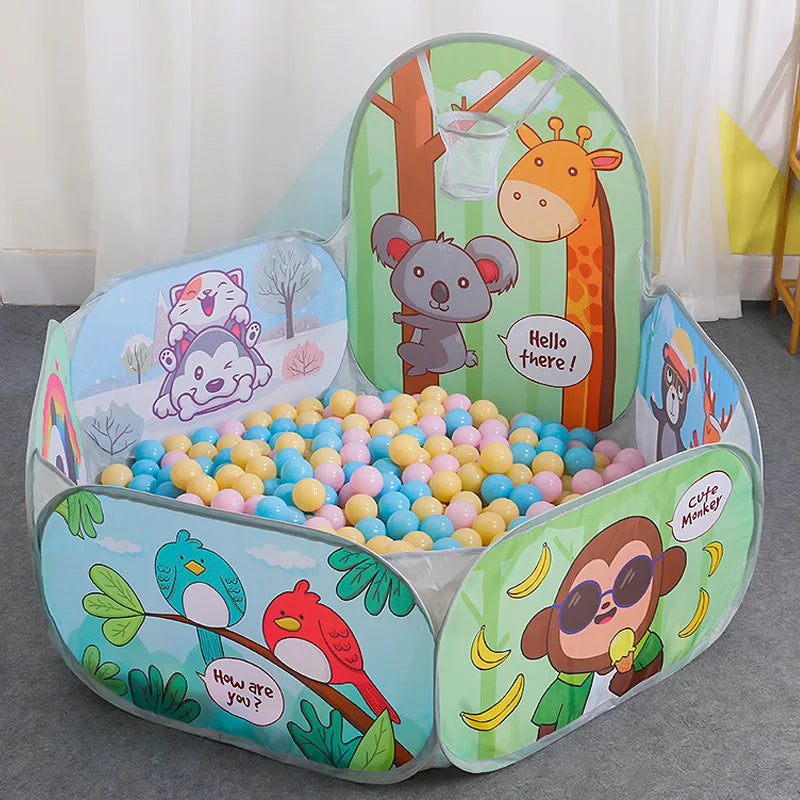120cm Portable Baby Ball Pool with Basketball Hoop Playpen
