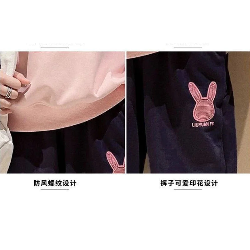 Cartoon Rabbit Pattern Girls Casual Sports Suit childrensterritory