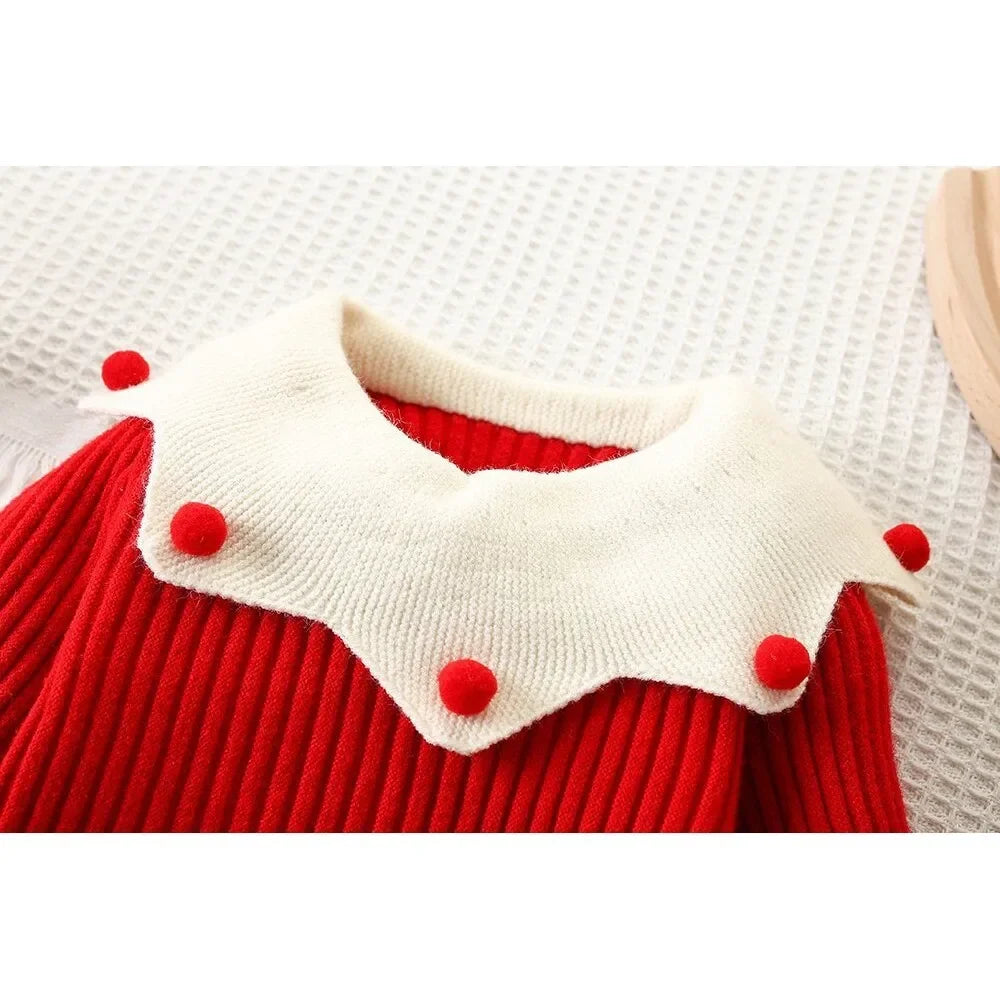 Girls’ Elegant Long-Sleeve Winter Party Dress childrensterritory