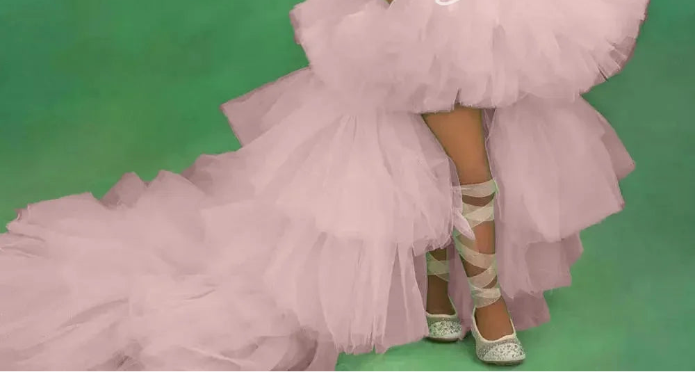 Little Girls Mint Green Tiered High-Low First Communion Gown childrensterritory