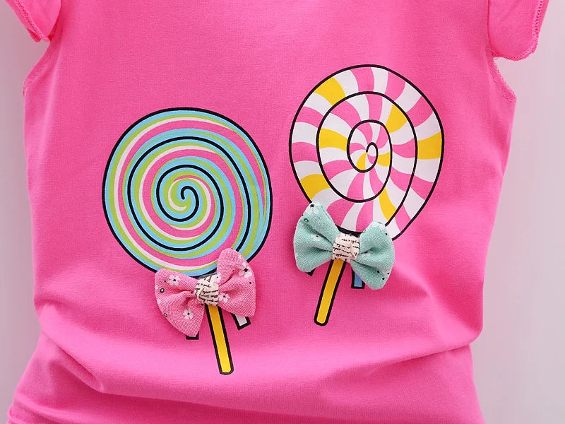 Baby Girls Lollipop Printed Top and Short Pants Summer Clothes Sets childrensterritory