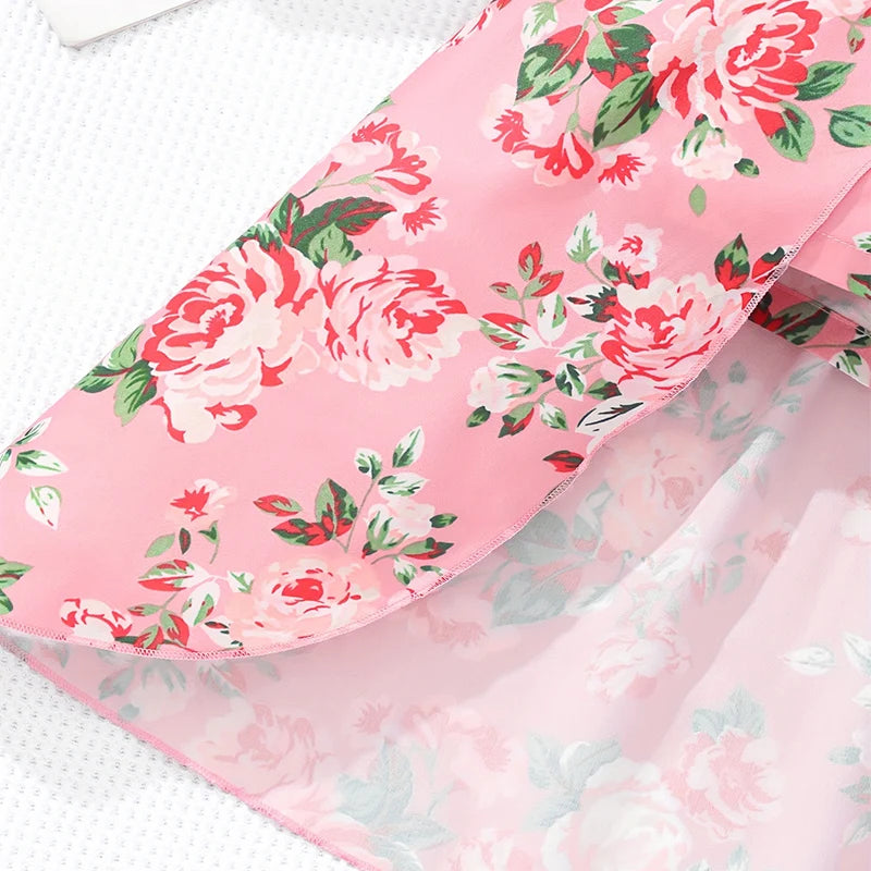Little Girl Cute Floral Print Top with Skirt Pants Party Set childrensterritory