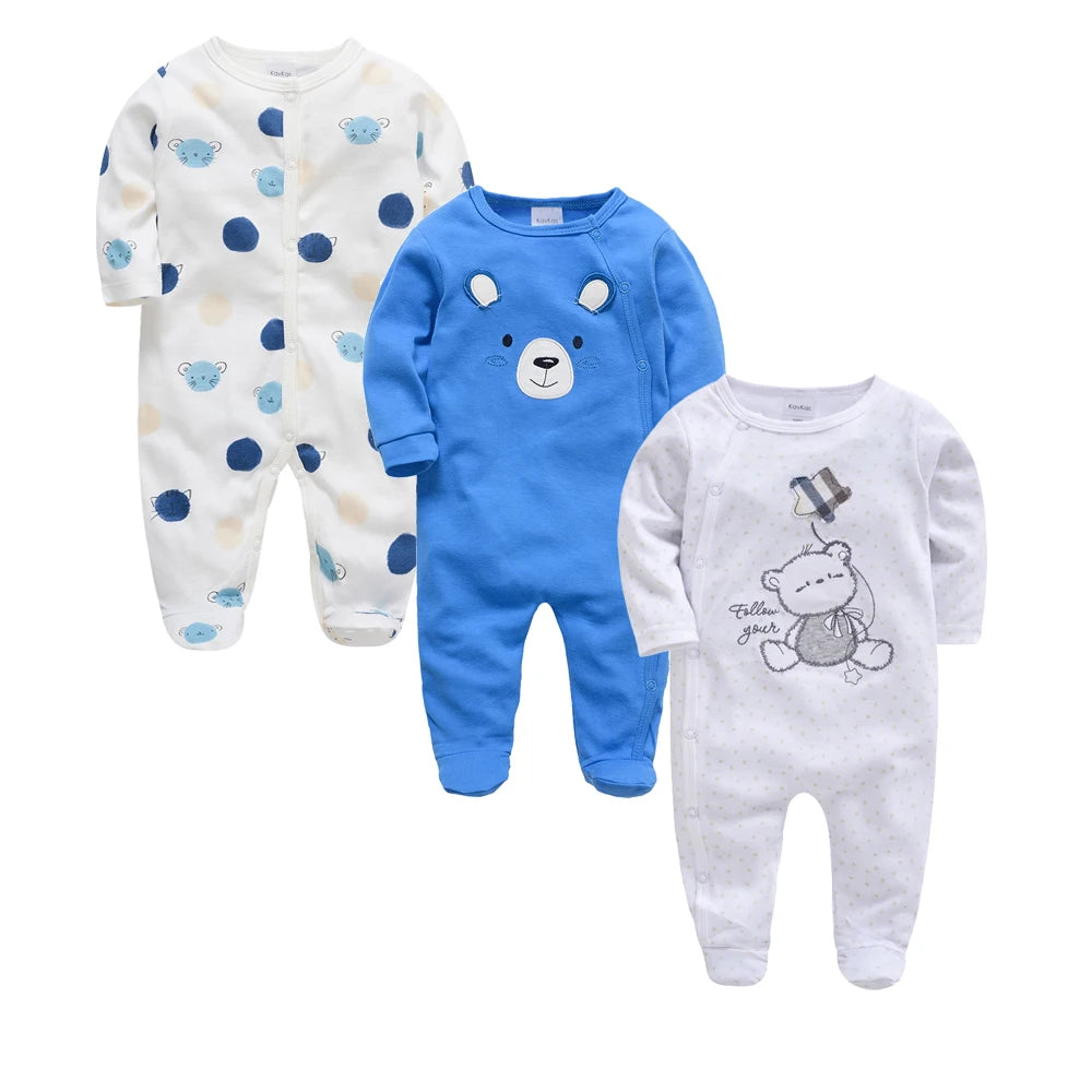 3-4 Pcs/Lot Baby Girls Boys Cartoon Design Cotton Rompers