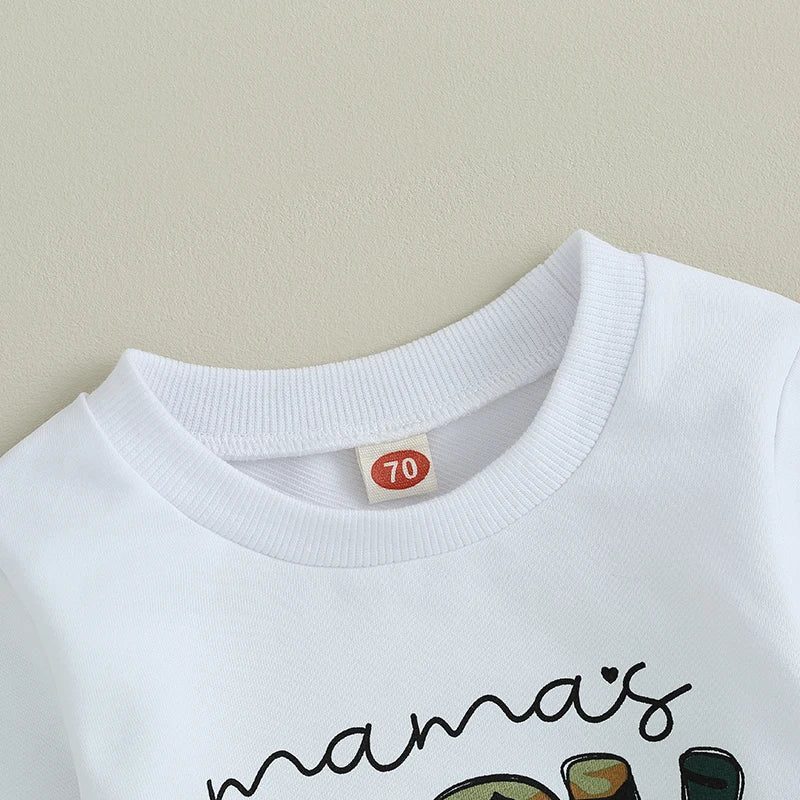 Baby Boy Camouflage Letter Print Warm Tracksuit Set
