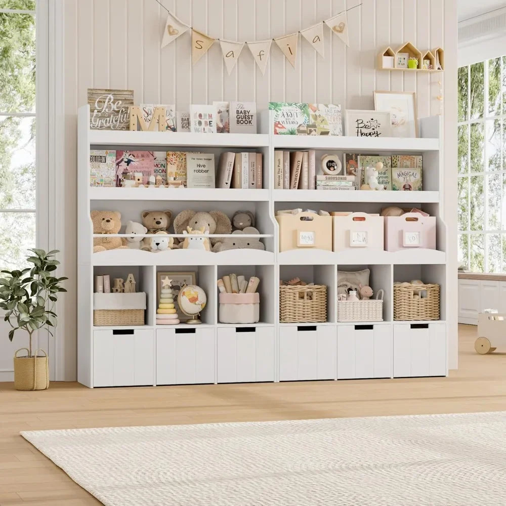 Large 55.3" Wooden Toy Storage Desk and Organizer