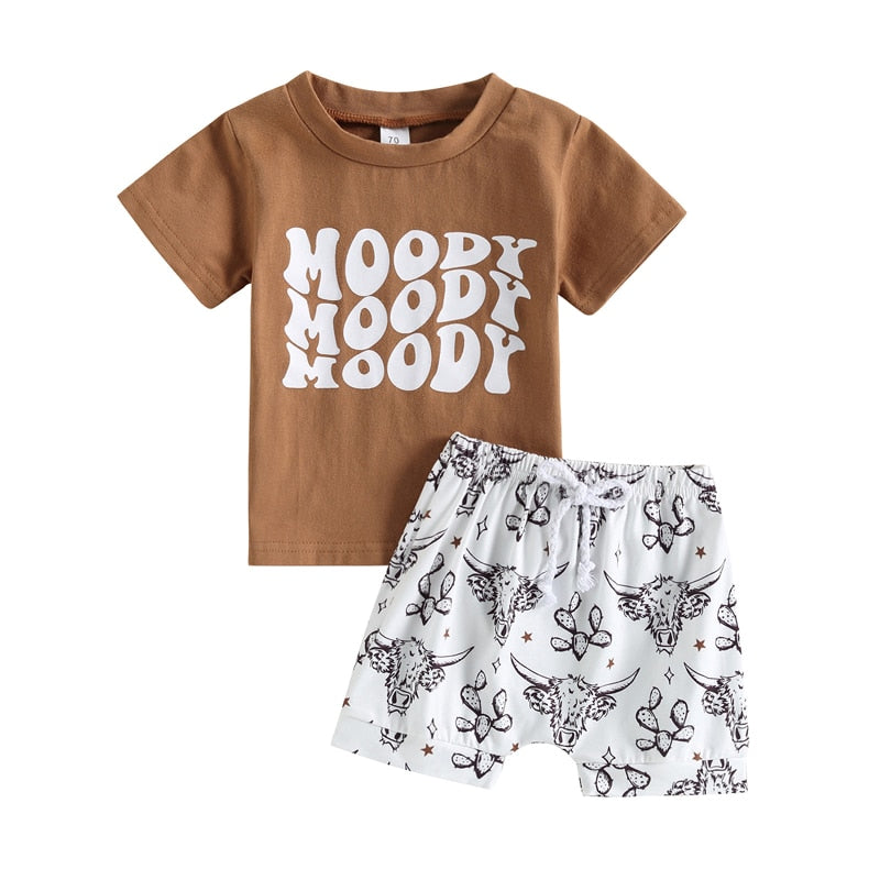 Letter Print Little Boy 2Pcs Western Clothing Set childrensterritory
